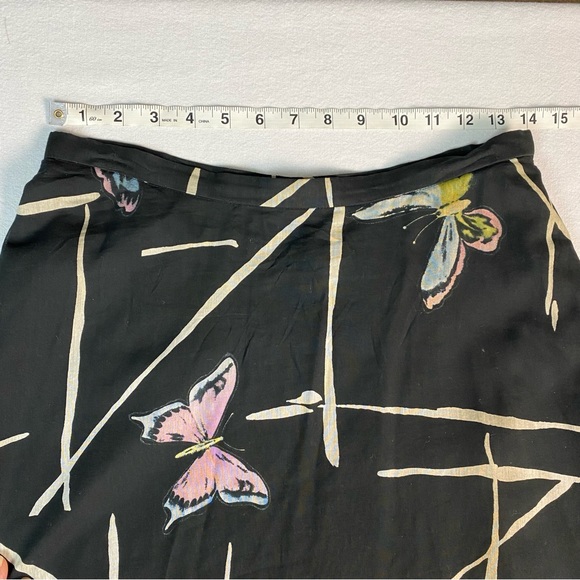 Due Per Due Vintage Butterfly Print Maxi Skirt Y2K Boho Fairycore Silk Blend 4 - Picture 10 of 12